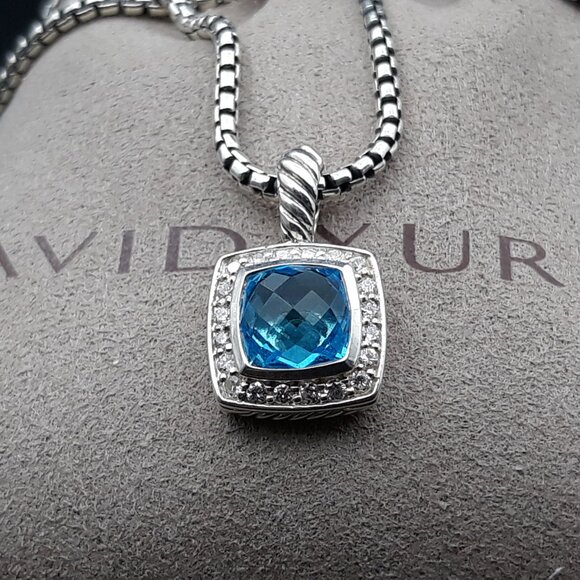 David Yurman Petite Albion Necklace Blue Topaz - Picture 2 of 4